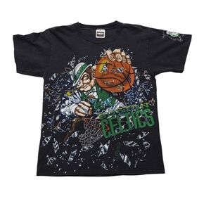Vintage 1992 Boston Celtics Shattered Backboard Basketball T-Shirt Black Size M
